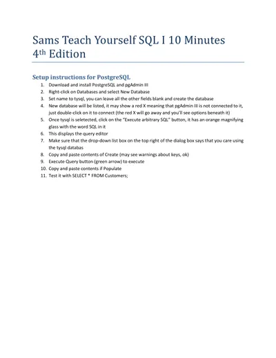 Sams Teach Yourself SQL in 10 Minutes, 4th Edition