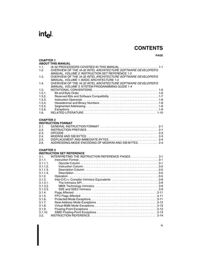 IA-32 Intel® Architecture Software Developer’s Manual Volume 2: Instruction Set Reference