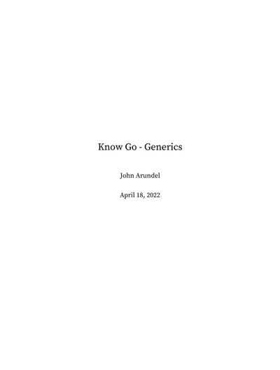 Know Go: Generics