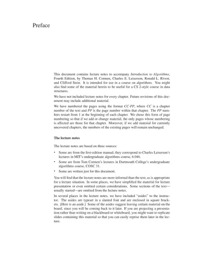 Lecture Notes to Accompany Introduction to Algorithms, Fourth Edition