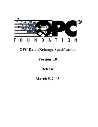 OPC Data eXchange Specification Version 1.0