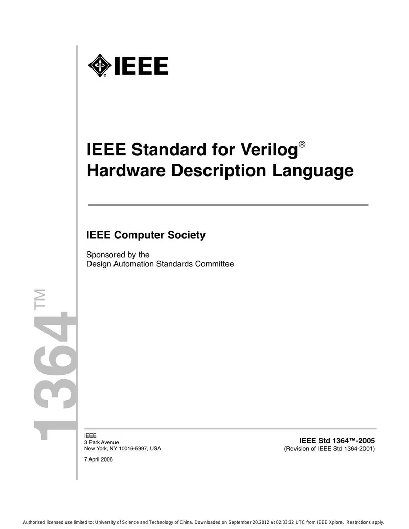 IEEE Standard for Verilog Hardware Description Language (IEEE Std 1364-2005)