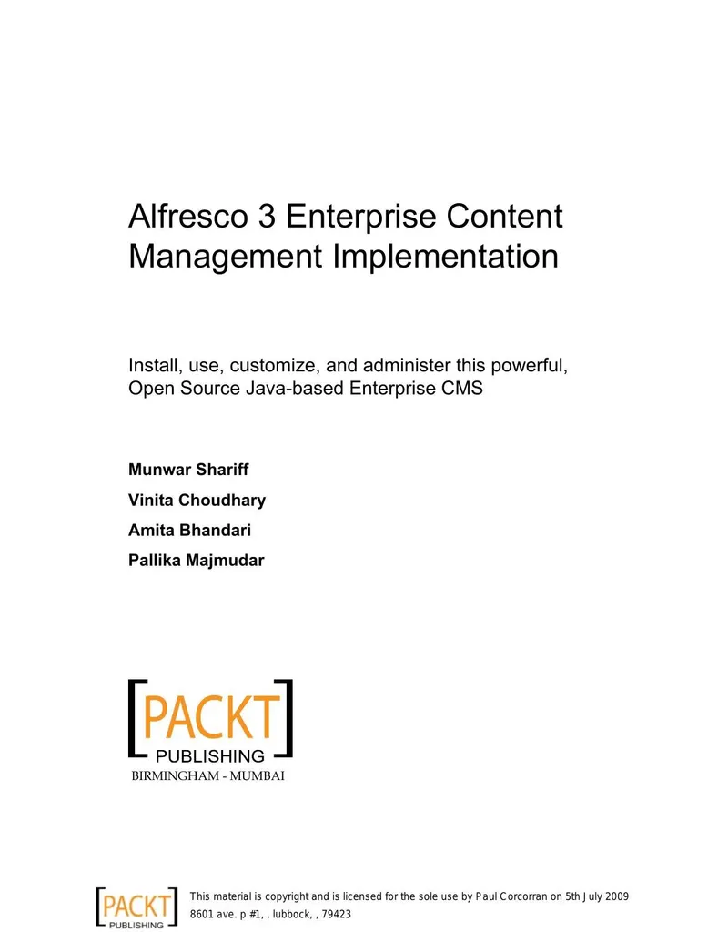 Alfresco 3 Enterprise Content Management Implementation
