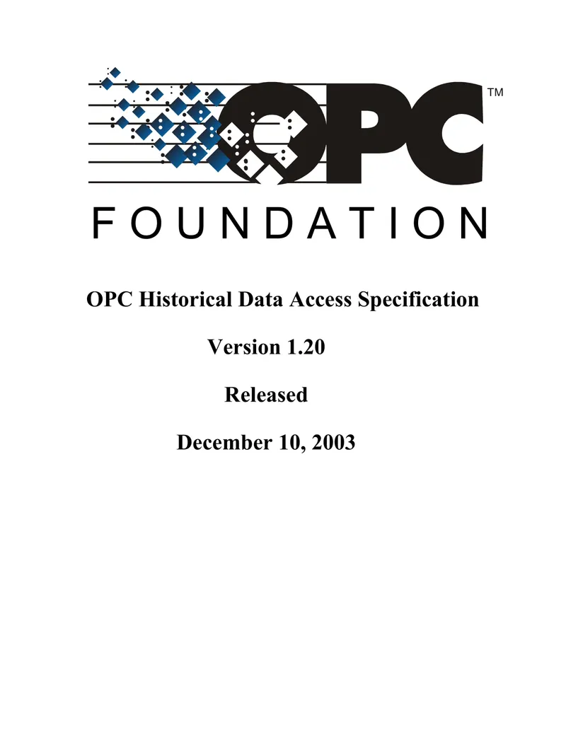OPC Historical Data Access Specification (Version 1.20)