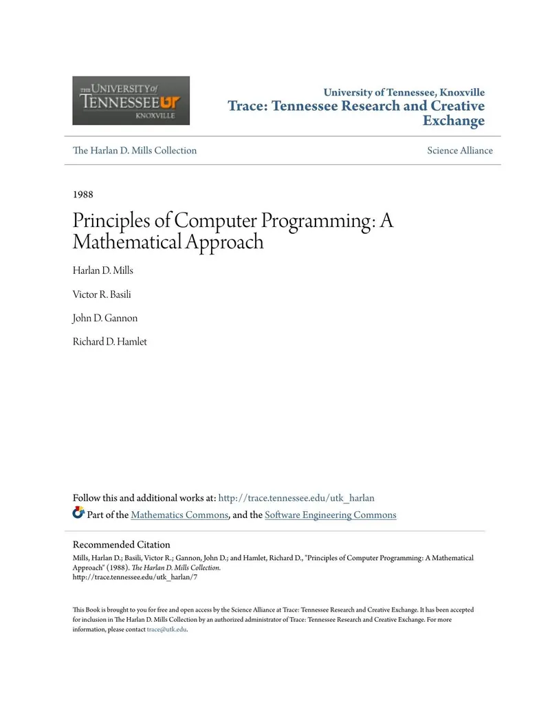 Principles of Computer Programming: A Mathematical Approach