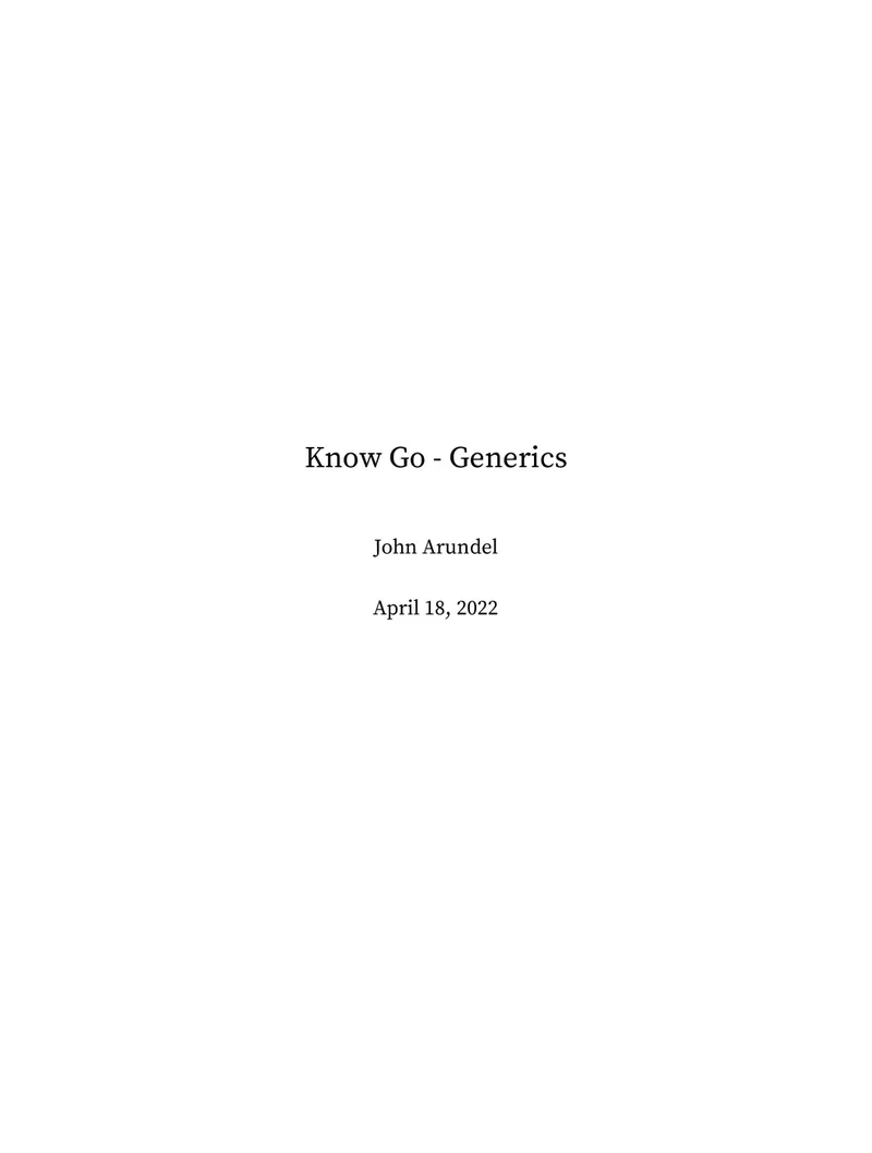 Know Go: Generics
