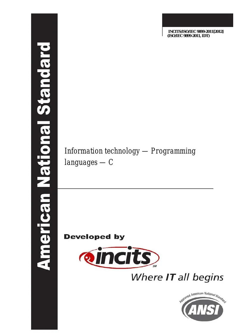 INCITS/ISO/IEC 9899-2011[2012] (ISO/IEC 9899-2011, IDT) Information technology — Programming languages — C