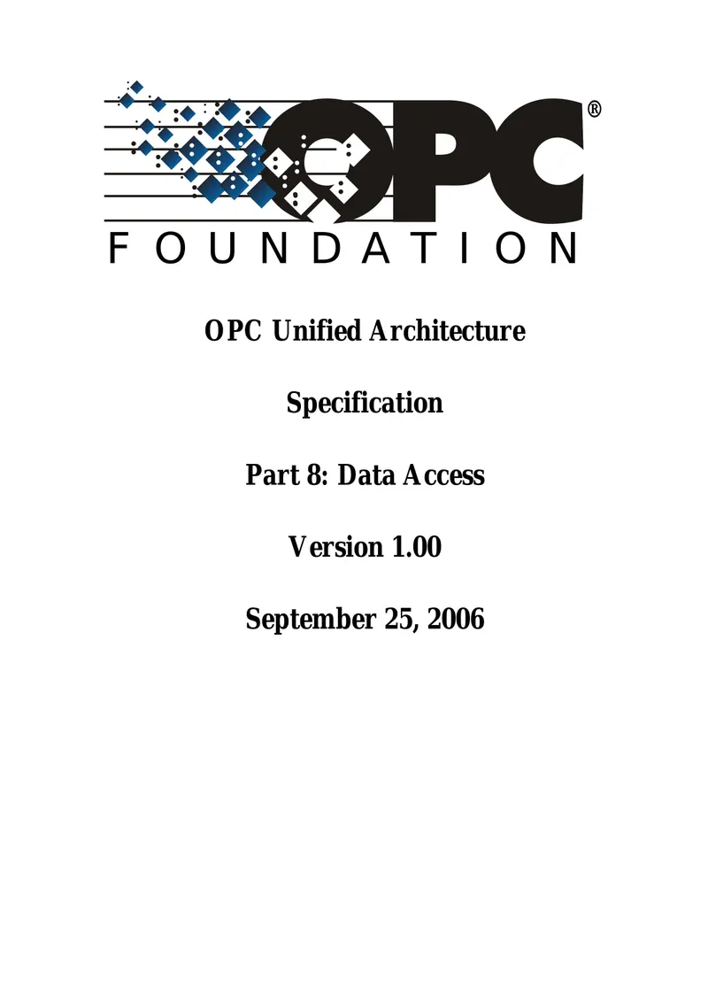 OPC Unified Architecture Specification Part 8: Data Access Version 1.00