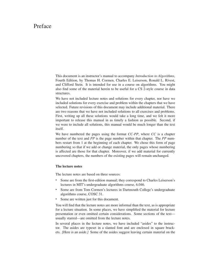Instructor's Manual to Accompany Introduction to Algorithms, Fourth Edition